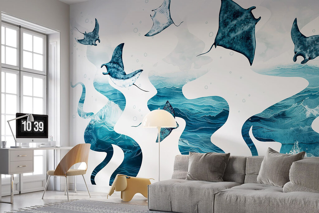 Group of stingrays in the water