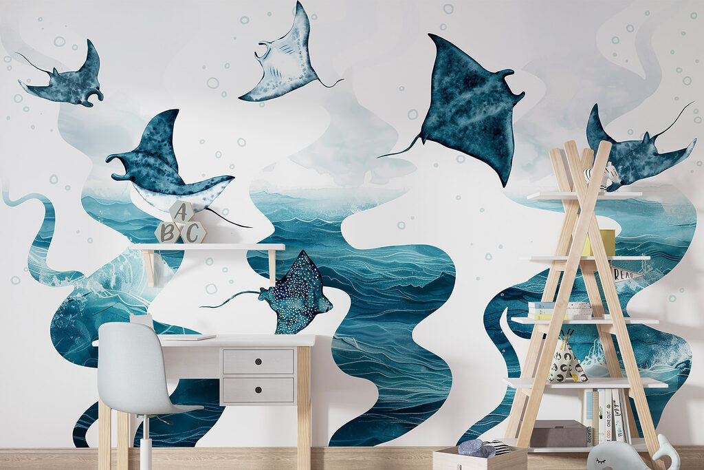 Group of stingrays in the water