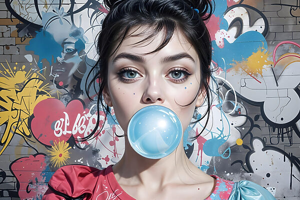 Kobieta z gumą balonową Kobieta z gumą balonową