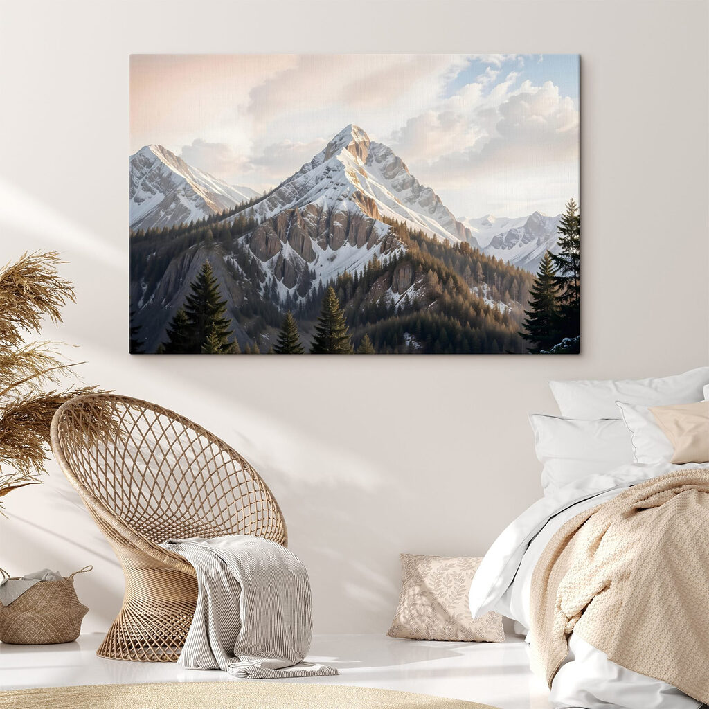 Snowy mountain with trees
