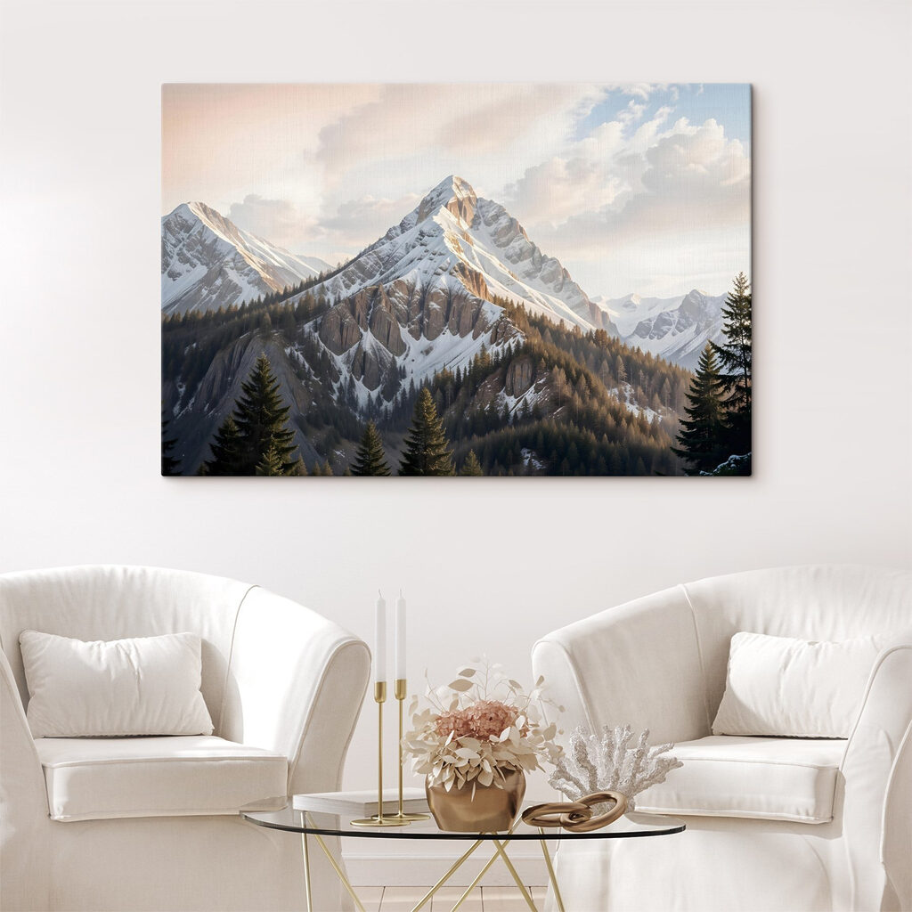 Snowy mountain with trees