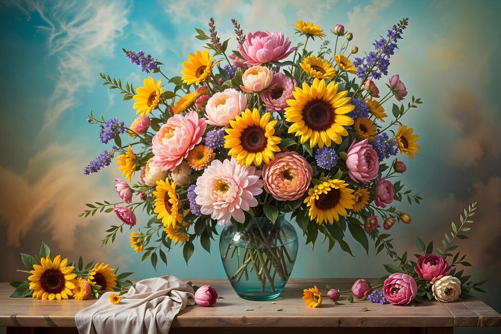 Vase of flowers on a table