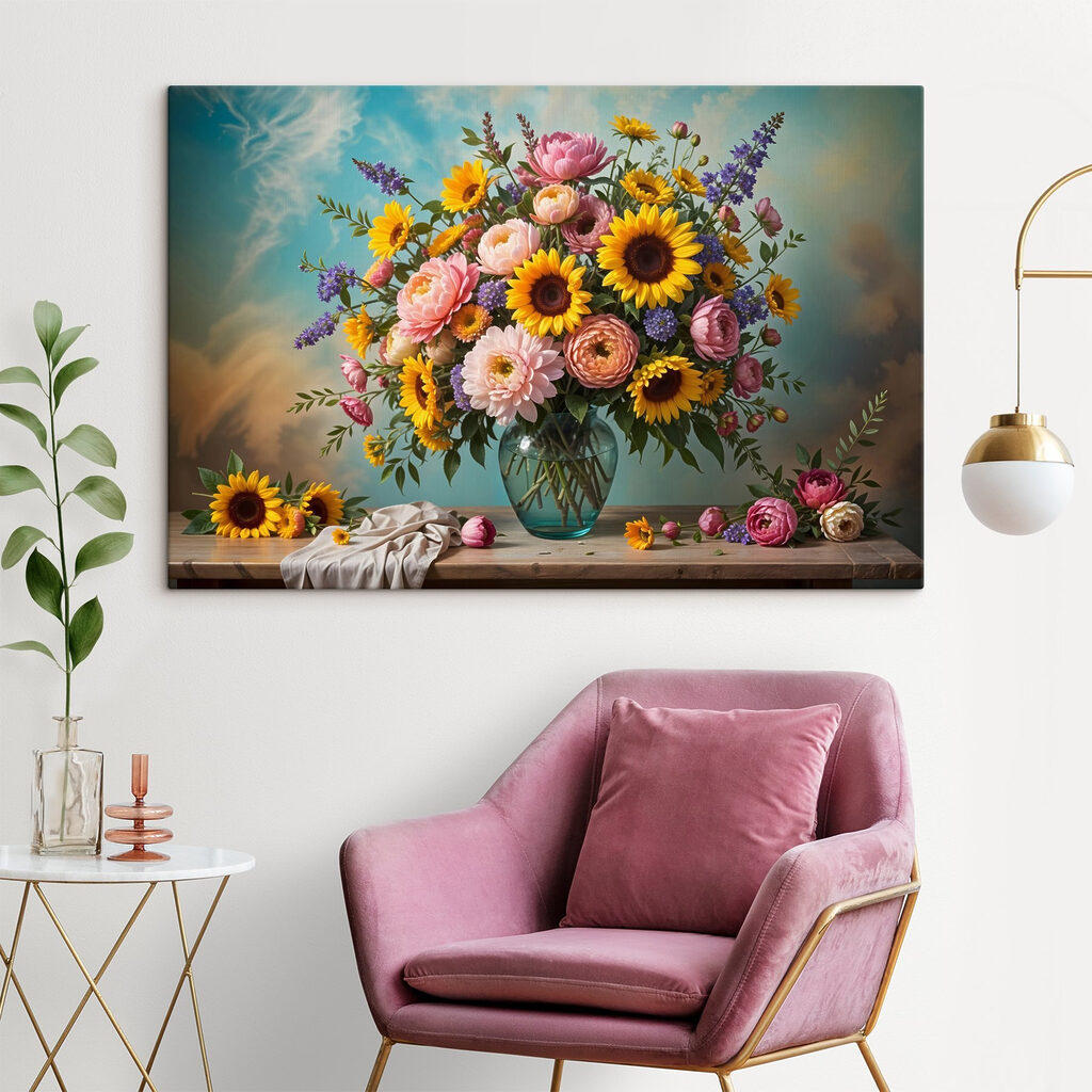 Vase of flowers on a table