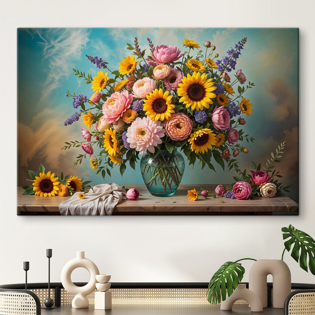 Vase of flowers on a table