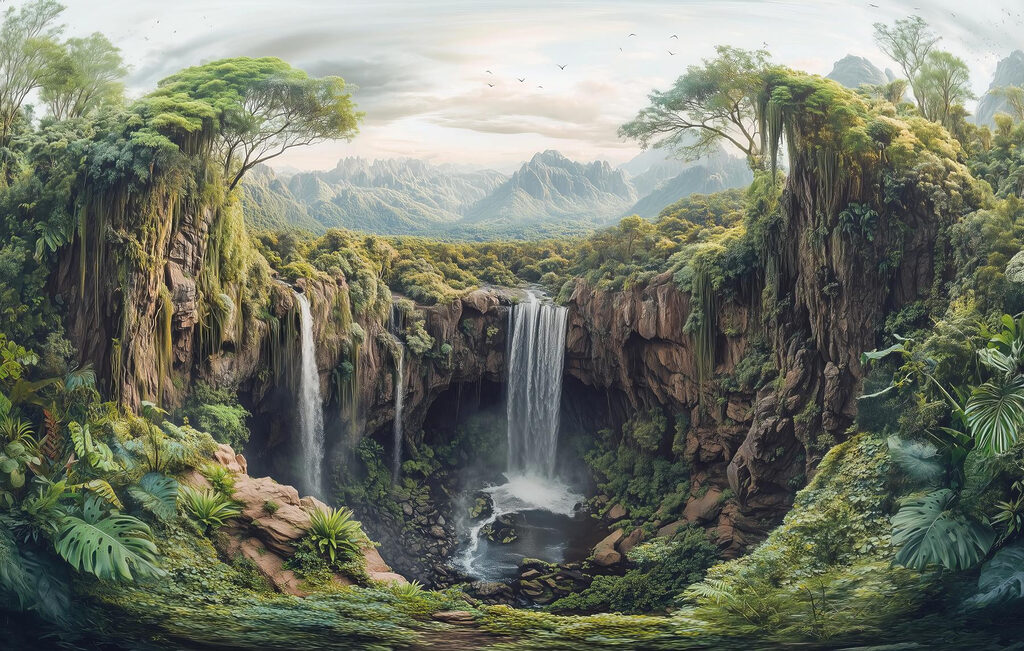 Wall murals Waterfall in a forest Wall murals Waterfall in a forest