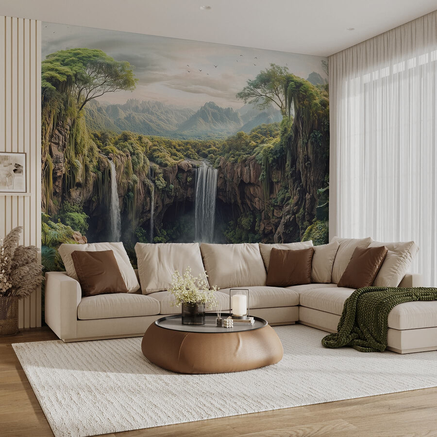 Wall murals Waterfall in a forest