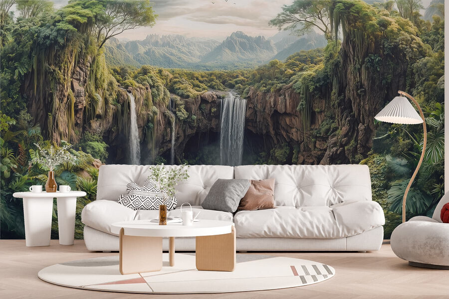 Wall murals Waterfall in a forest