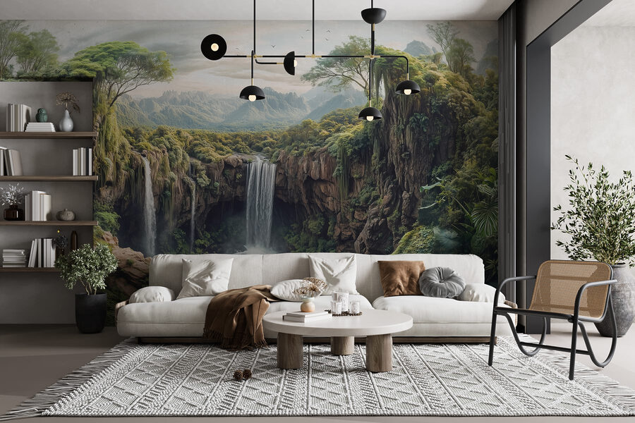 Wall murals Waterfall in a forest