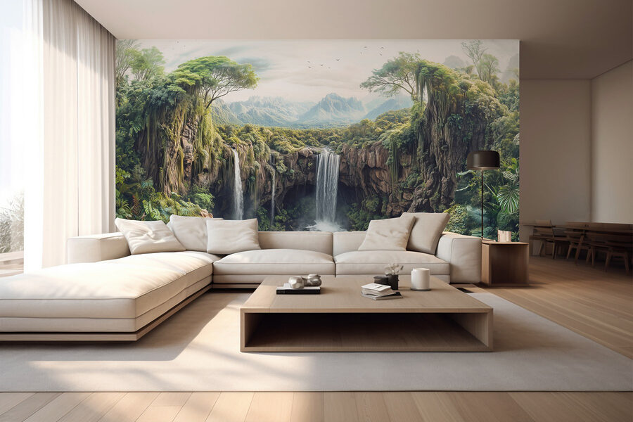 Wall murals Waterfall in a forest