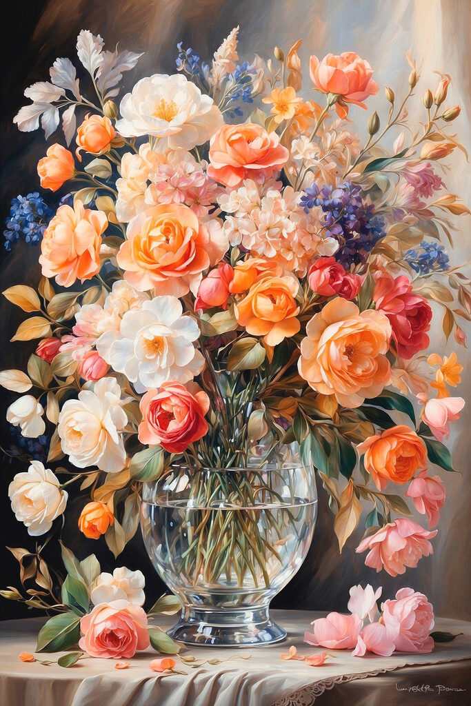 Painting of flowers in a vase Painting of flowers in a vase