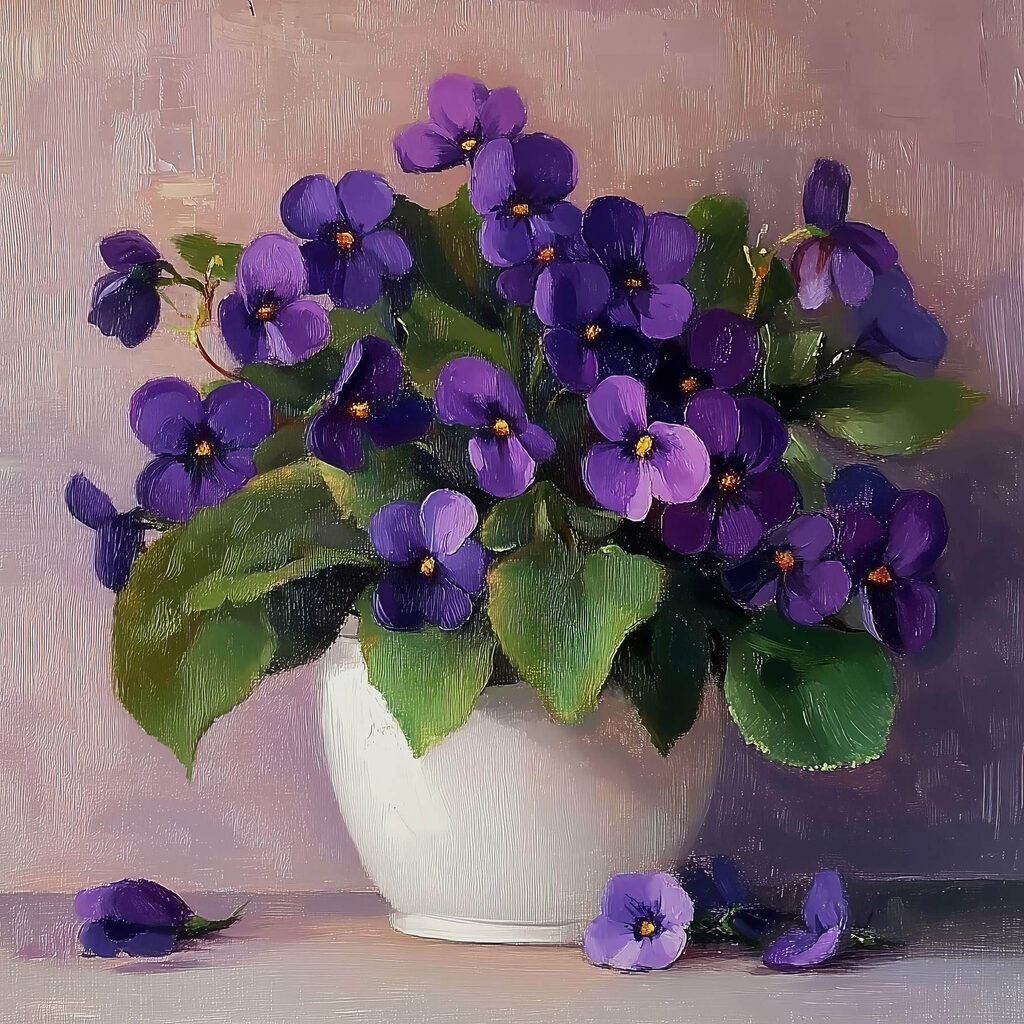 Pot of purple flowers