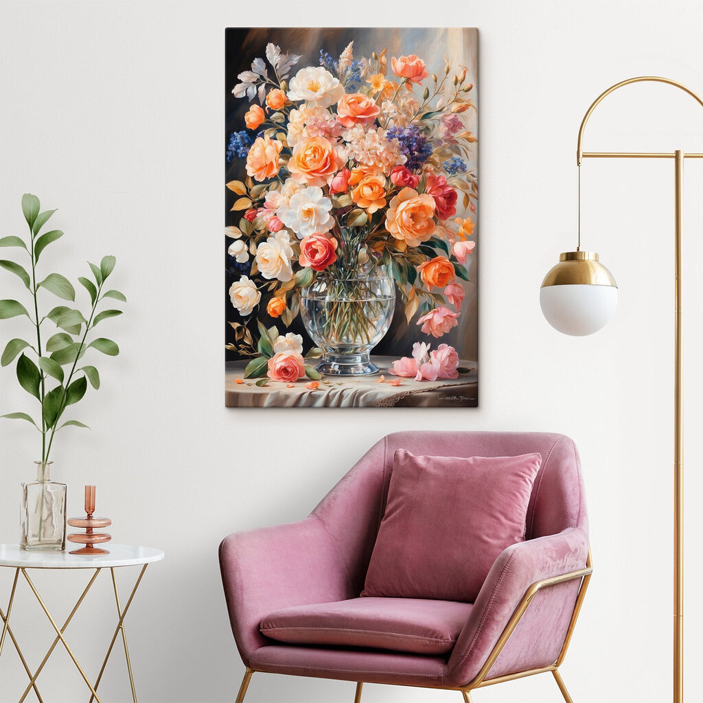 Painting of flowers in a vase Painting of flowers in a vase