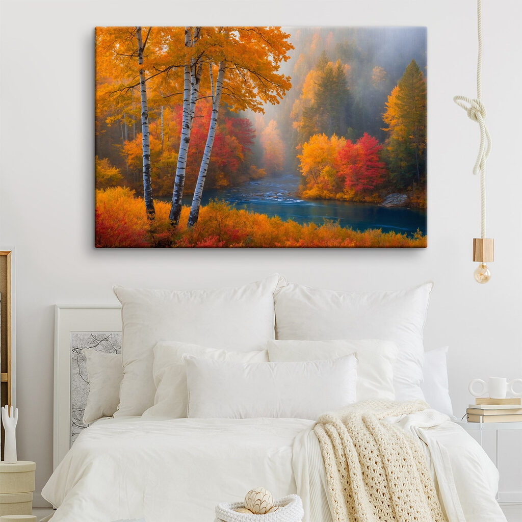 River with trees and colorful leaves