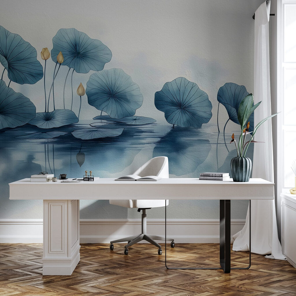 Water lily pads in a row