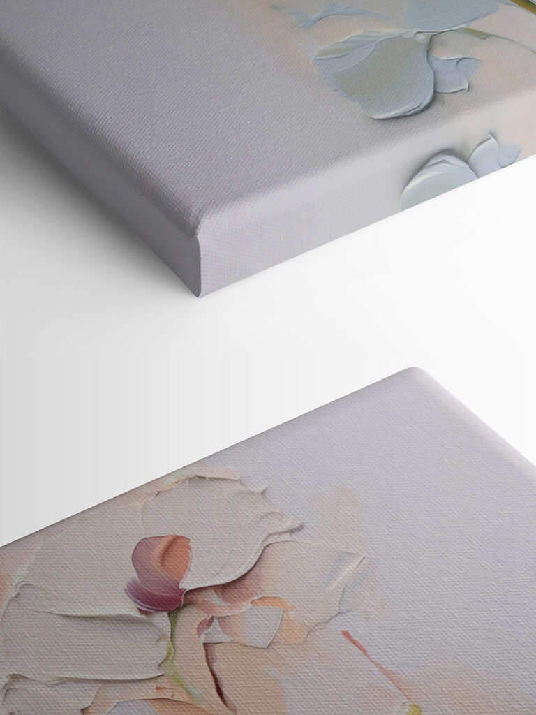 Painting of flowers on a white surface