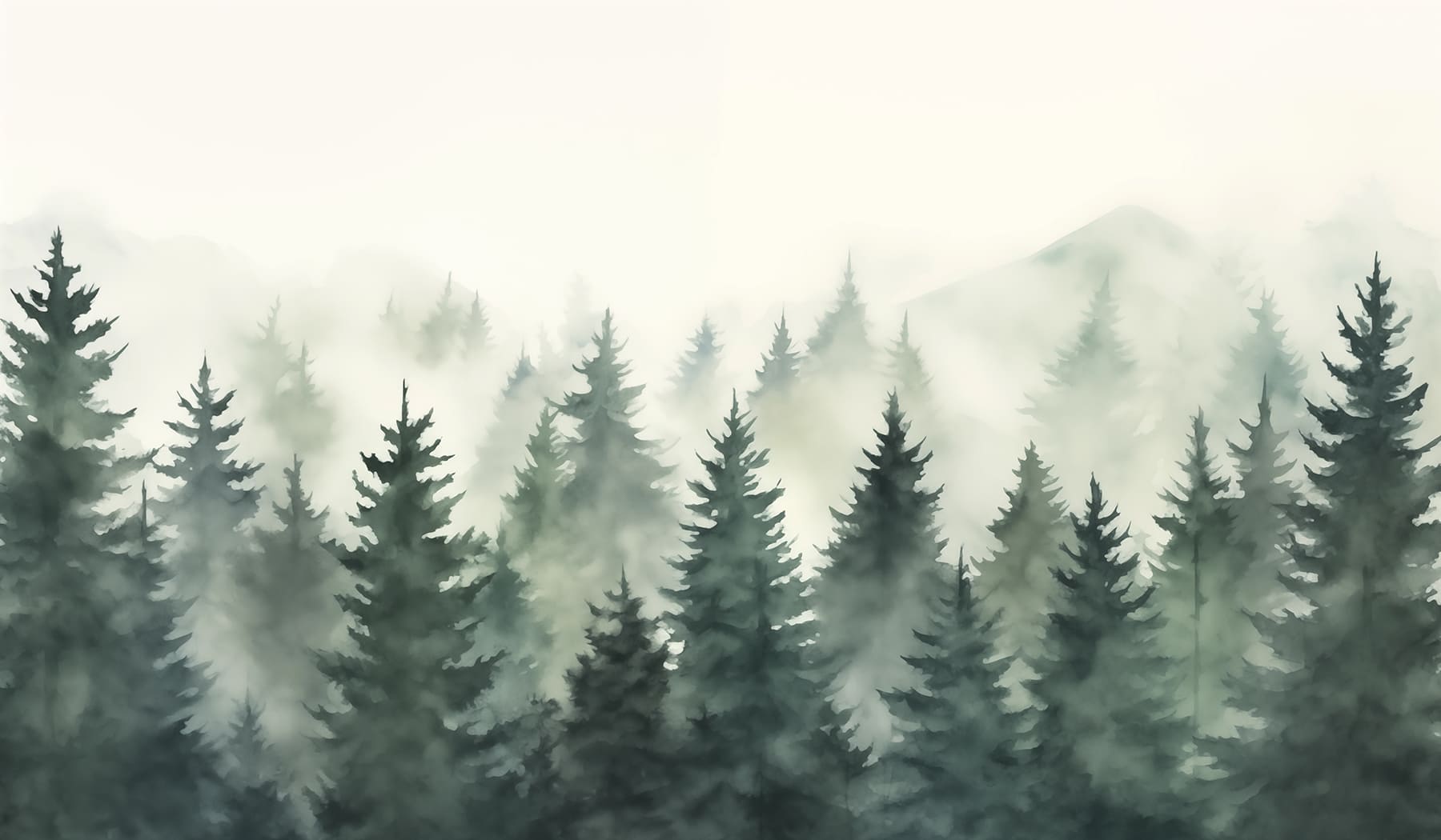 Group of trees in the fog