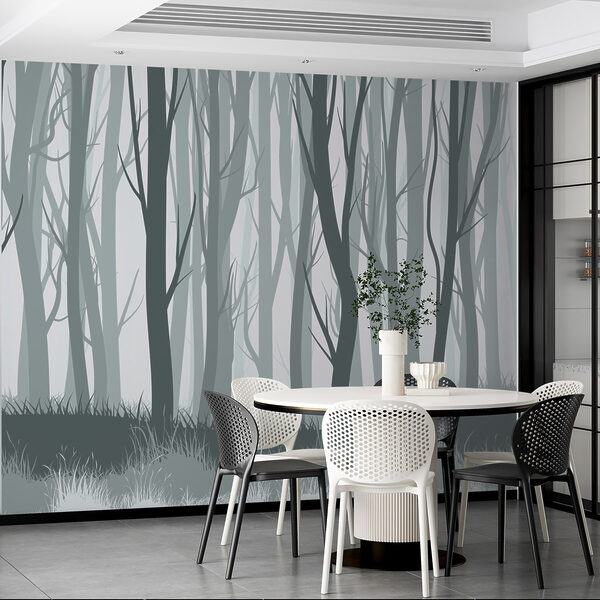 Grupa drzew w lesie Fototapeta Grupa drzew w lesie