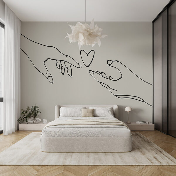 Drawing of two hands touching a heart Drawing of two hands touching a heart