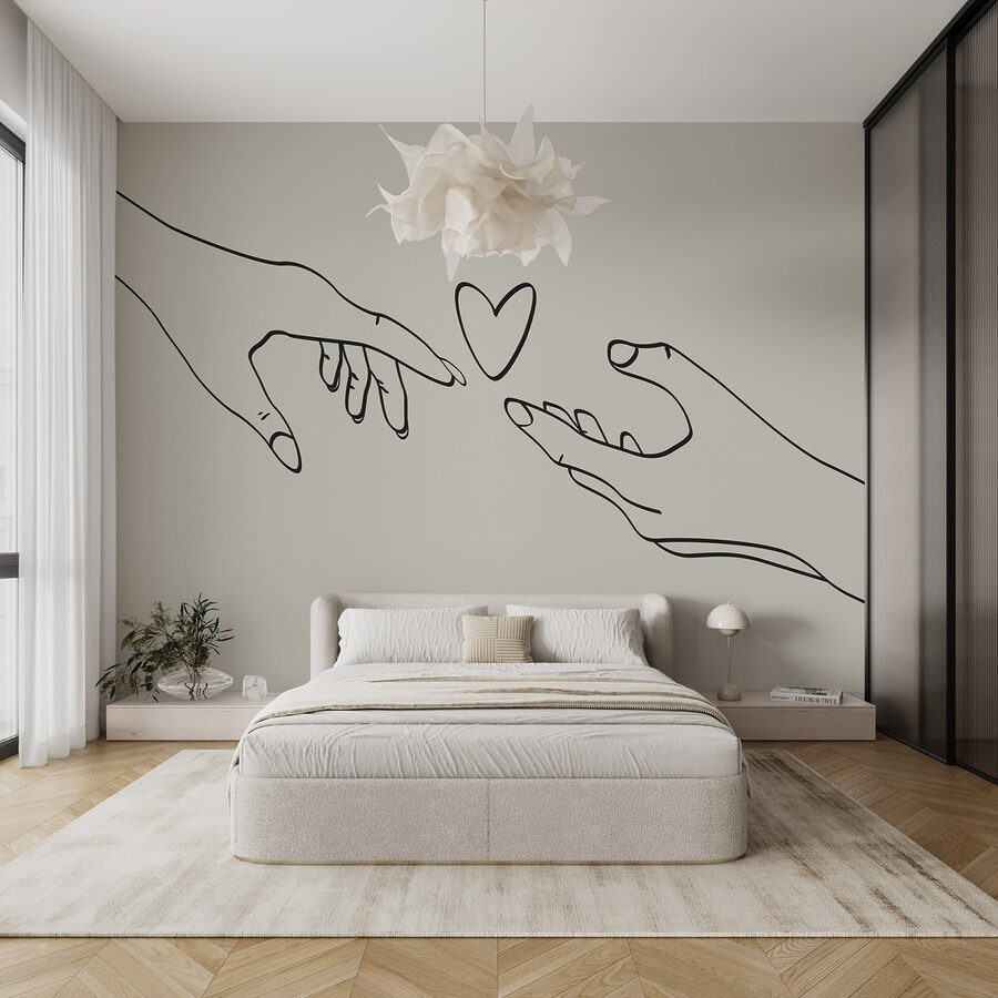 Drawing of two hands touching a heart Drawing of two hands touching a heart