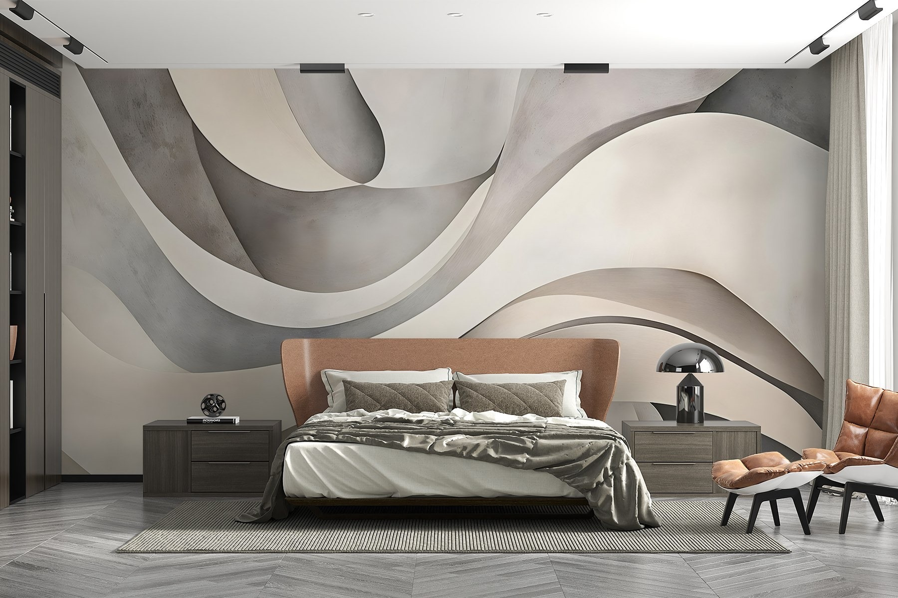 White and grey wavy shapes