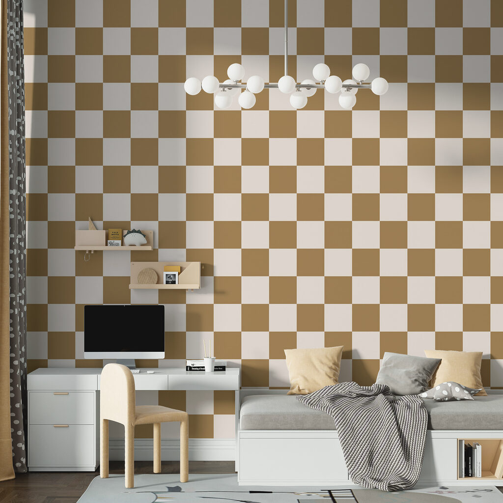 Brown and white checkered pattern