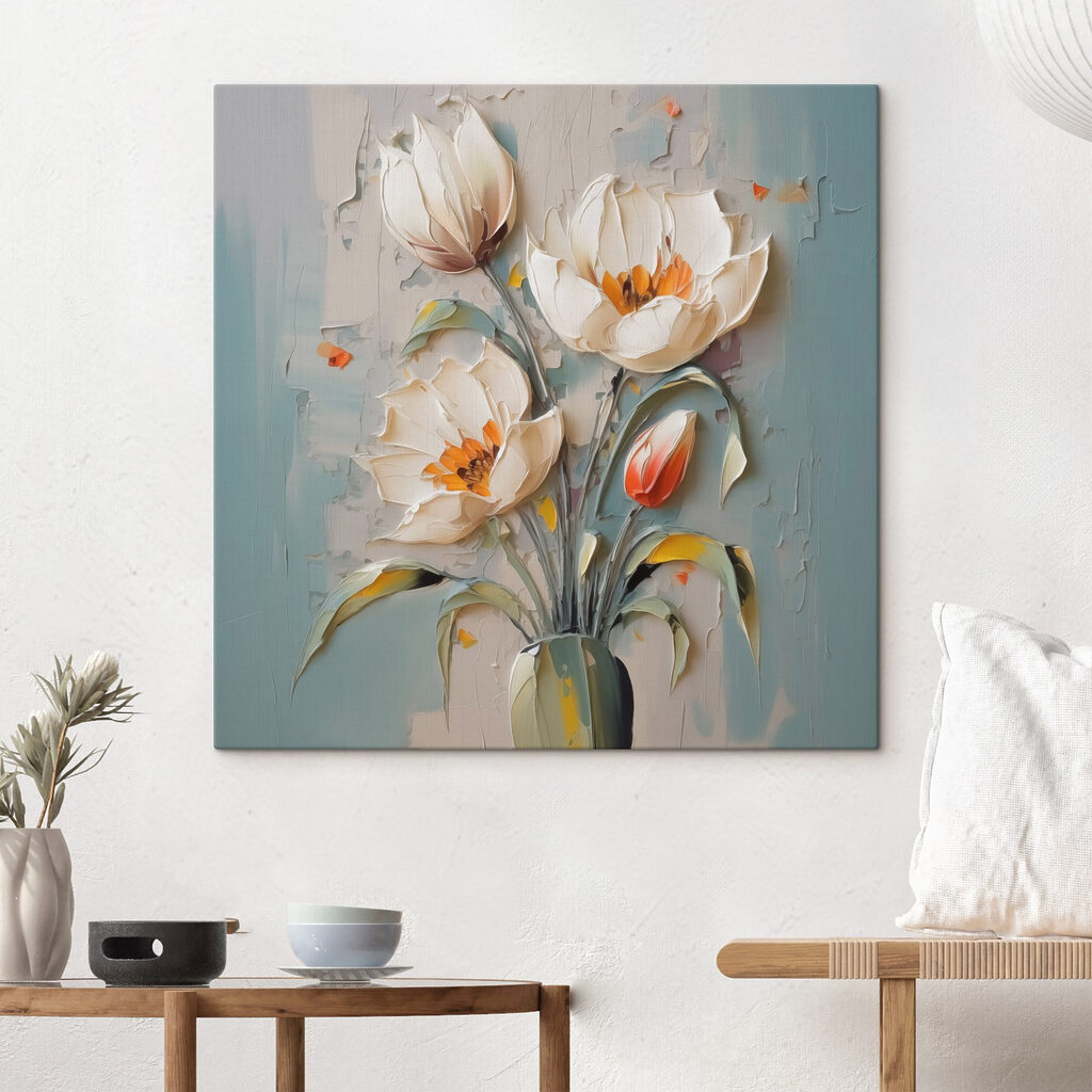 Painting of flowers in a vase