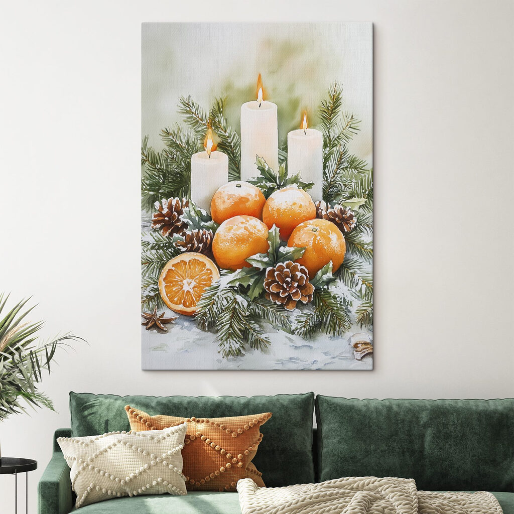 Painting of oranges and candles Painting of oranges and candles
