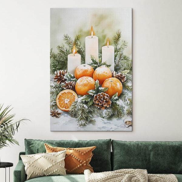 Painting of oranges and candles Painting of oranges and candles