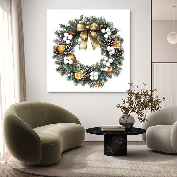 Wreath with pine cones and oranges