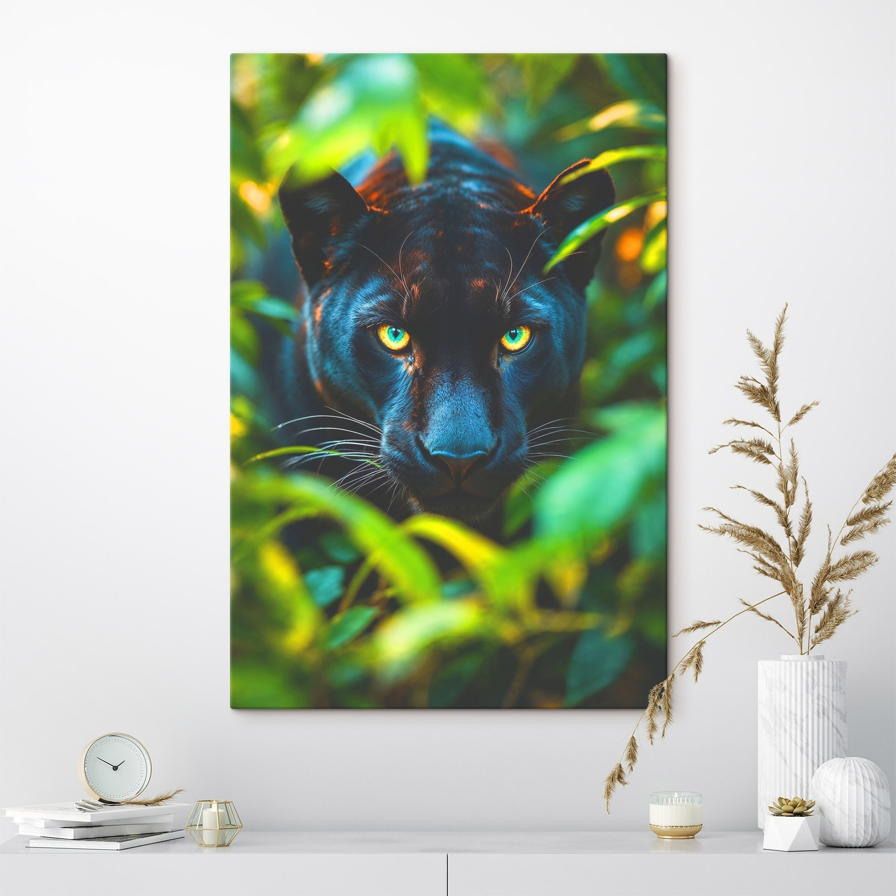 Black panther with green eyes