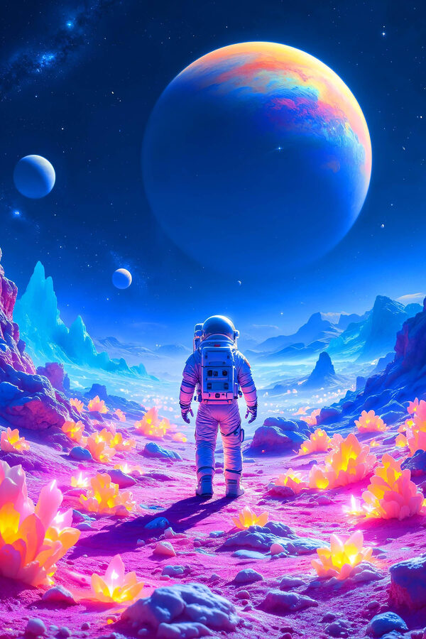 Astronauta spacerujący po pustyni Astronauta spacerujący po pustyni