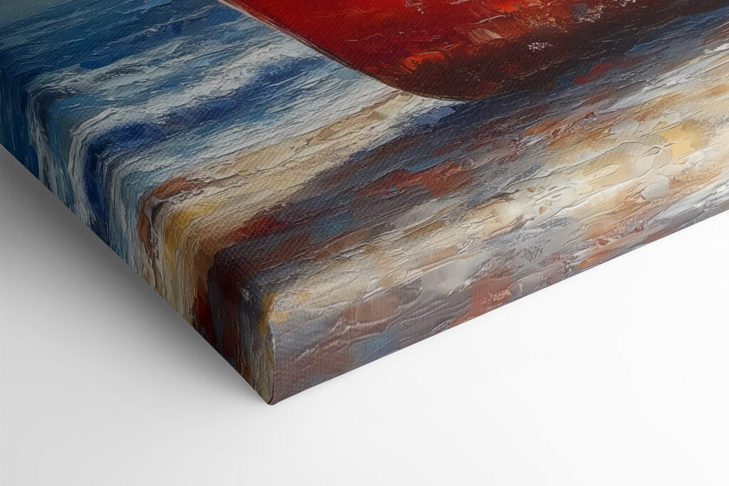 Painting of a boat on a beach