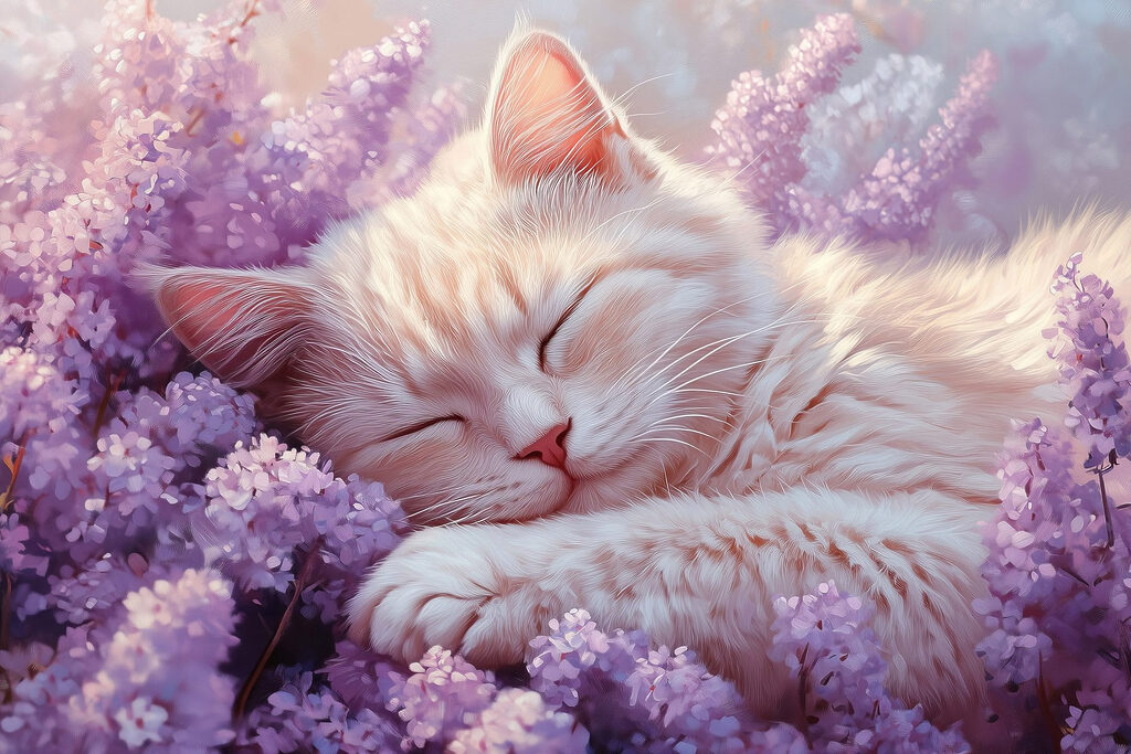 Kot śpiący w kwietniku s42012p 1024x683 - Kot śpiący w kwietniku - tegory