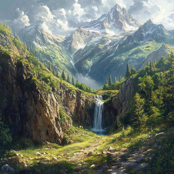 Waterfall in a mountain Waterfall in a mountain