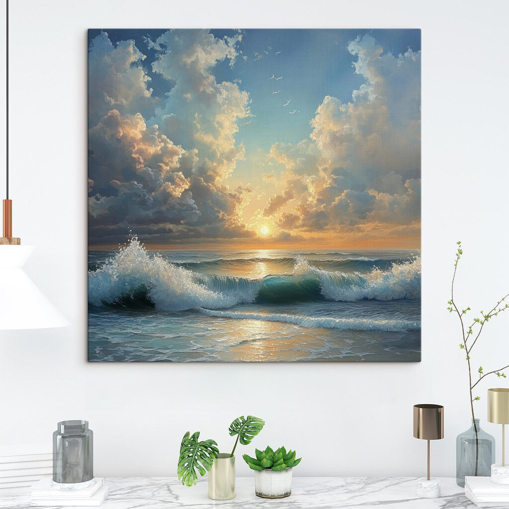 Waves crashing on the beach