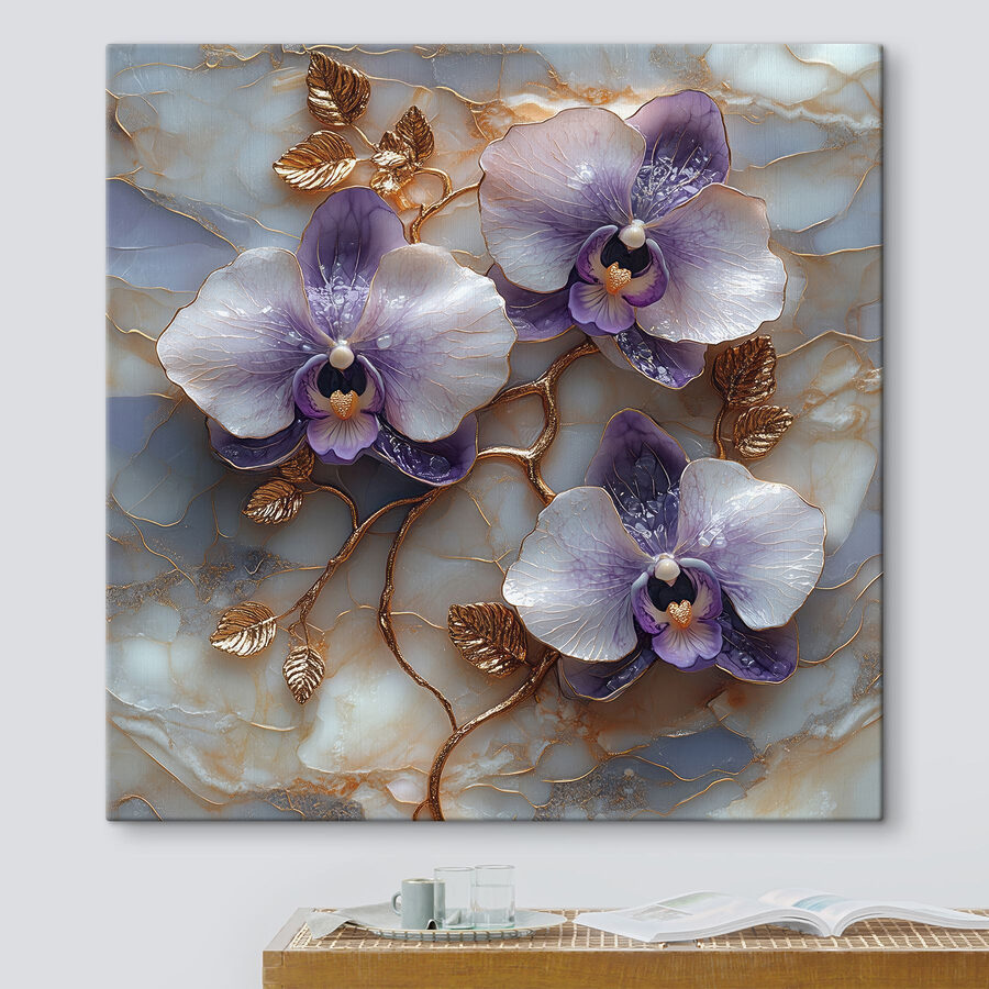 Delikatne orchidee na marmurowym tle
