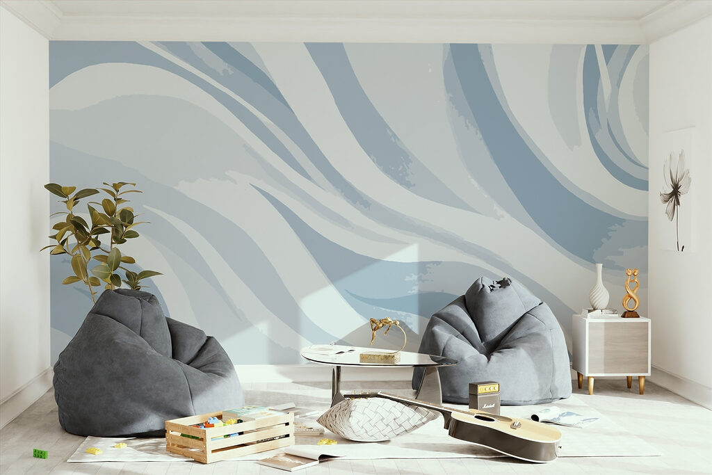 White and blue wavy pattern White and blue wavy pattern