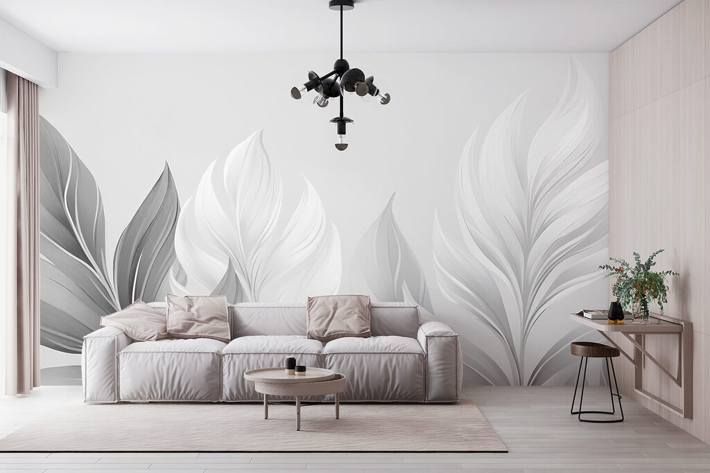 Delicate leaves in soft monochrome