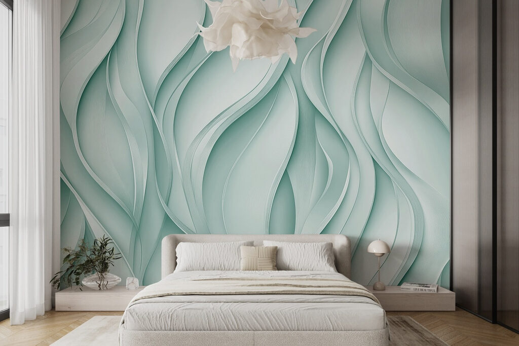 White and green wavy lines