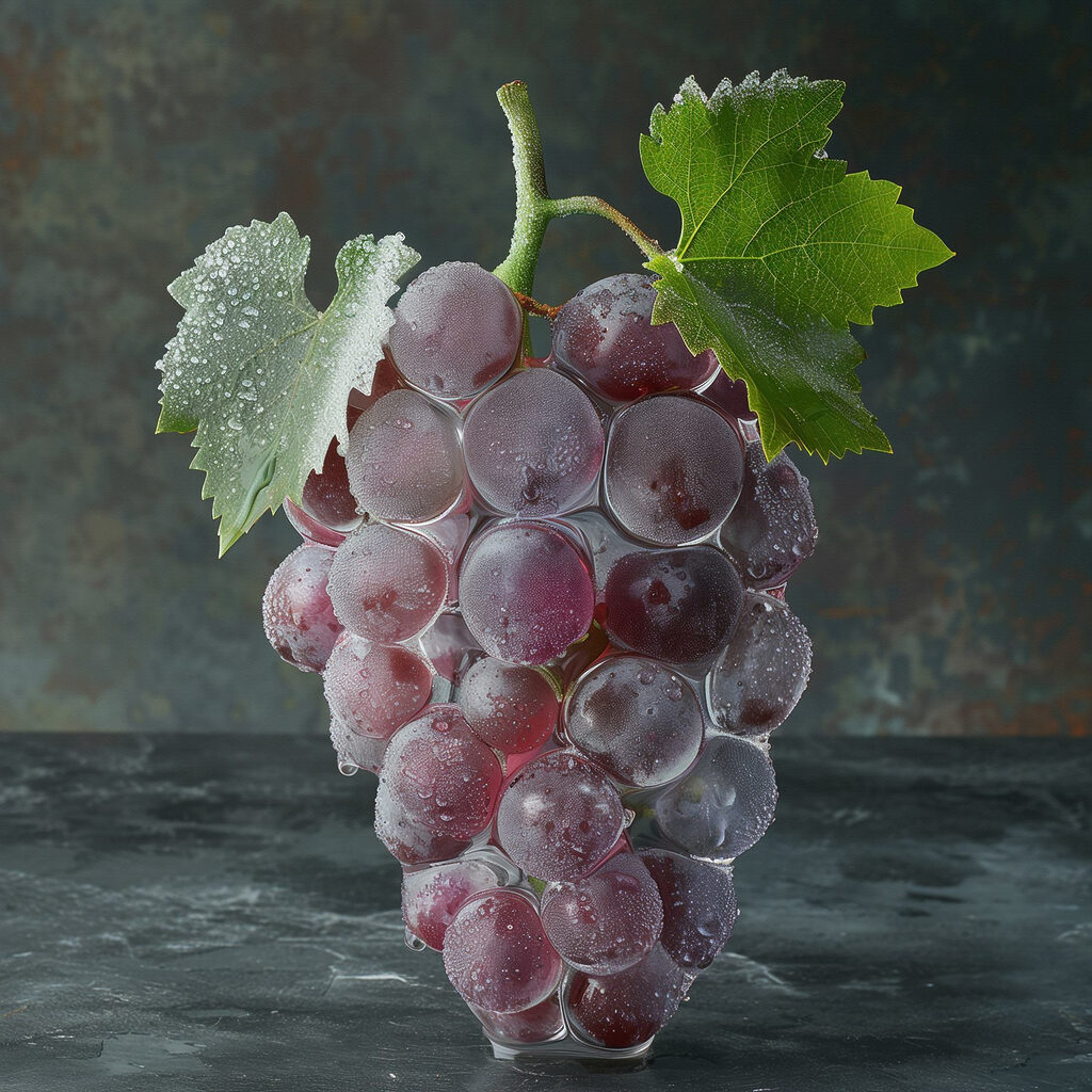 Bunch of grapes with water droplets on top