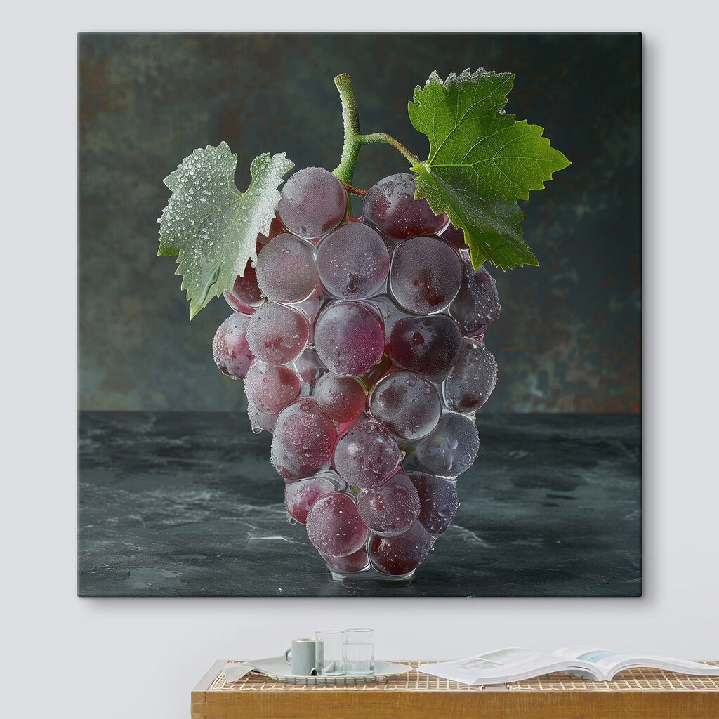 Bunch of grapes with water droplets on top