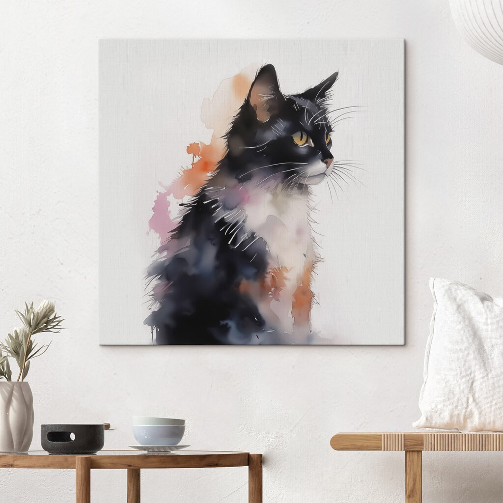 Cat with a white and black face