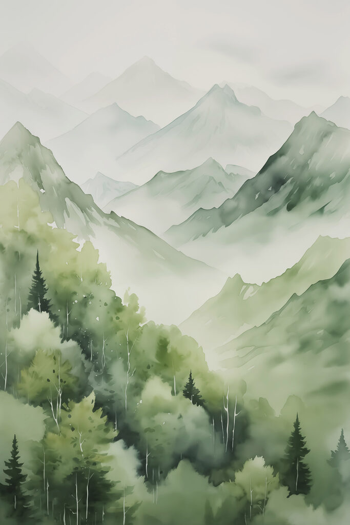 Painting of a mountain range Painting of a mountain range