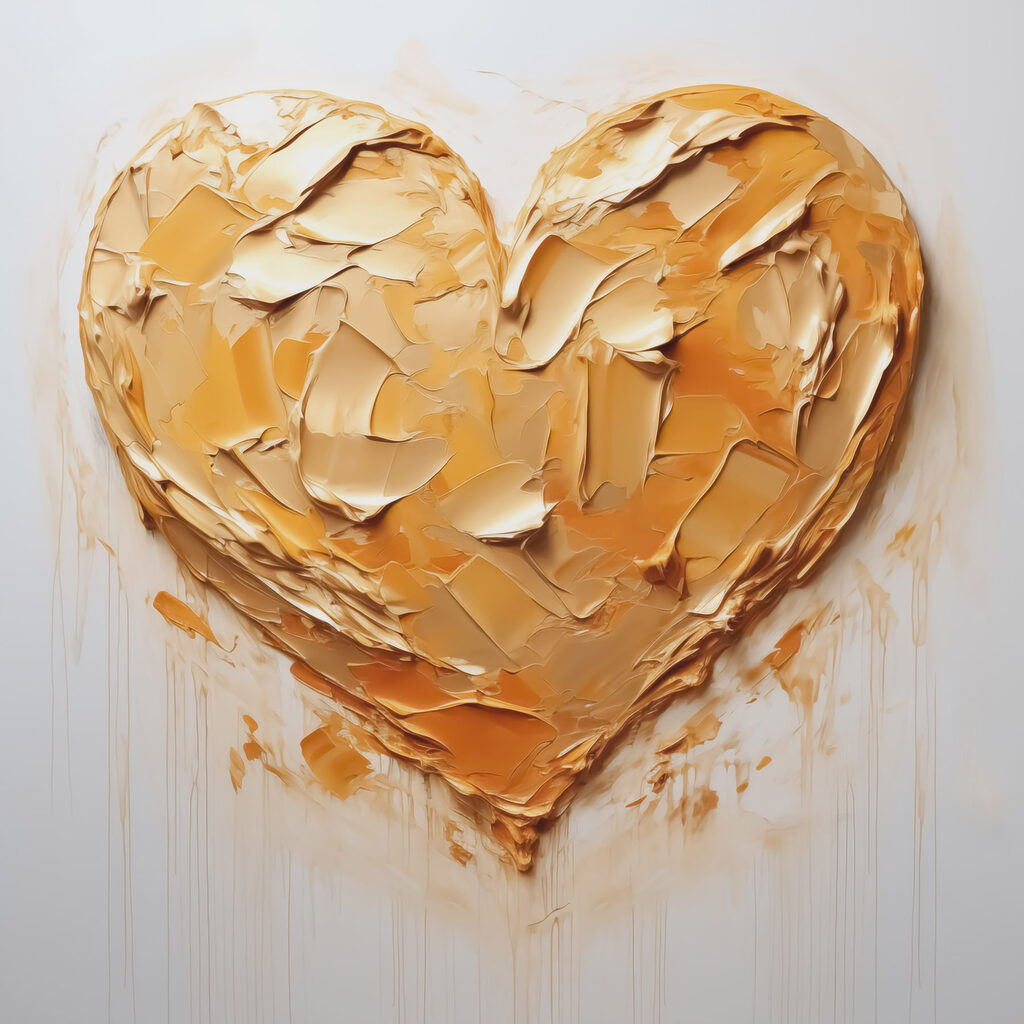 Heart shaped object with a paint splatter