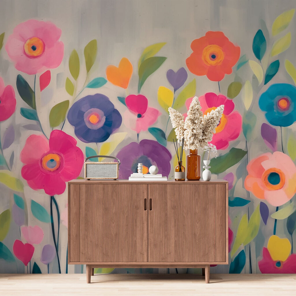 Painting of flowers and leaves