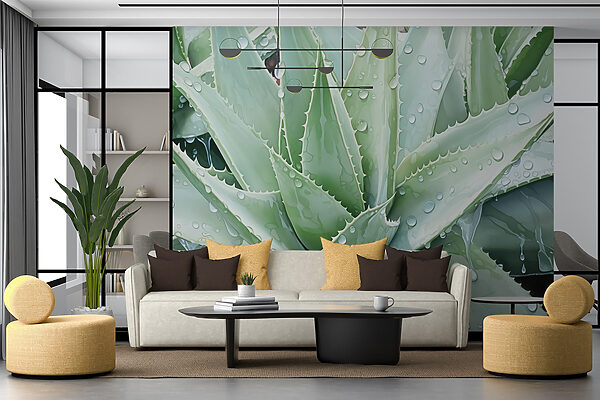 Żywy aloes z orzeźwiającymi kroplami deszczu Żywy aloes z orzeźwiającymi kroplami deszczu