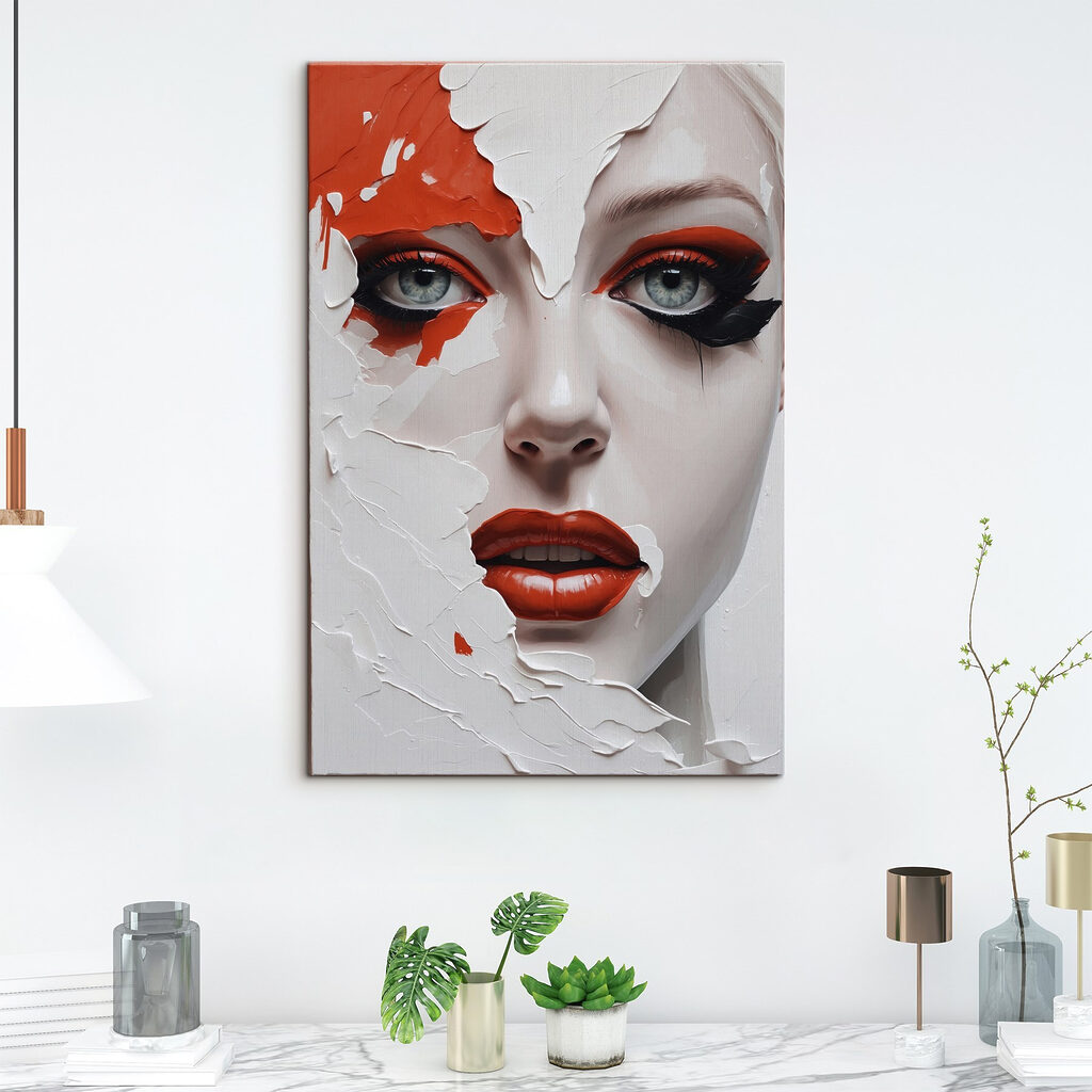 Woman with orange and black makeup