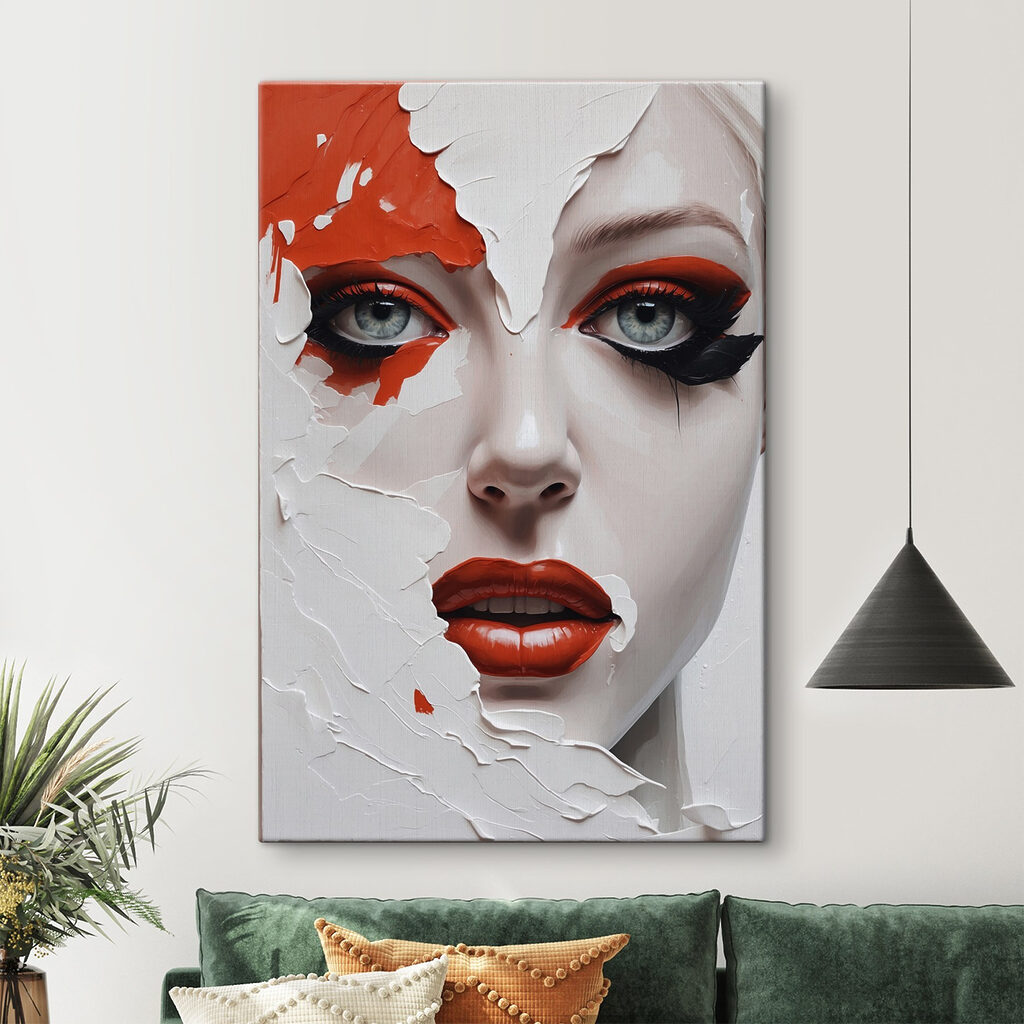 Woman with orange and black makeup