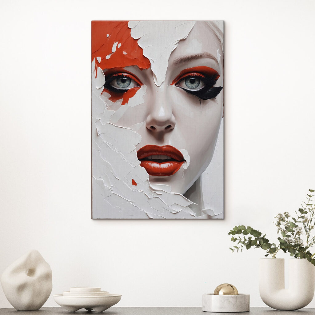 Woman with orange and black makeup