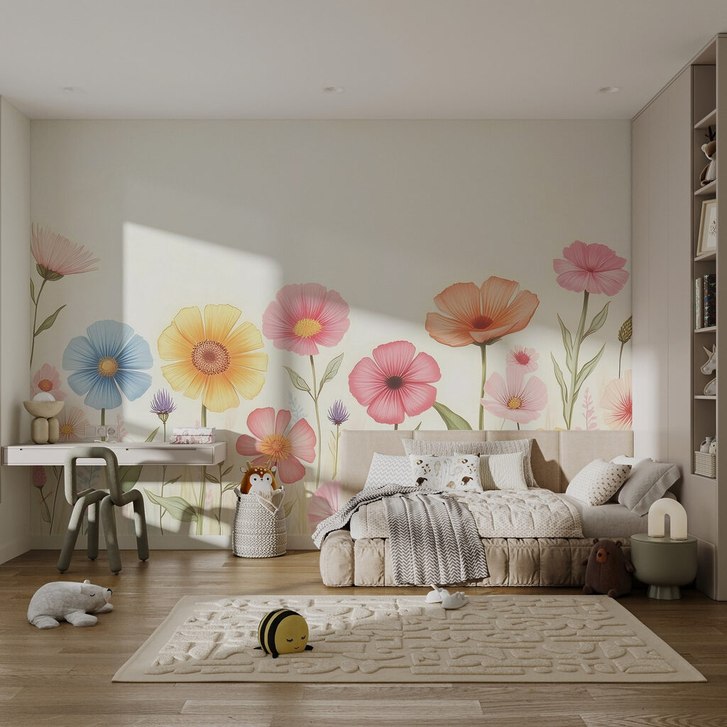 Row of colorful flowers